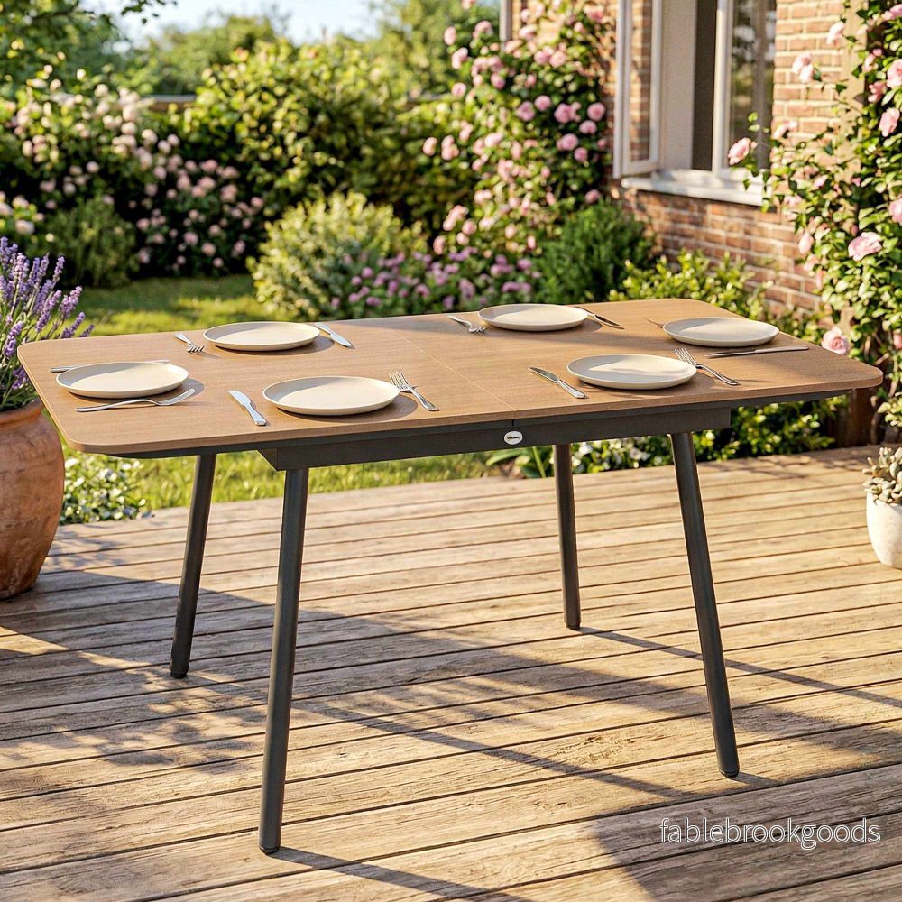 Utomhusmatbord 140x80 cm, 6 platser, teak WPC-skiva - Bild 2