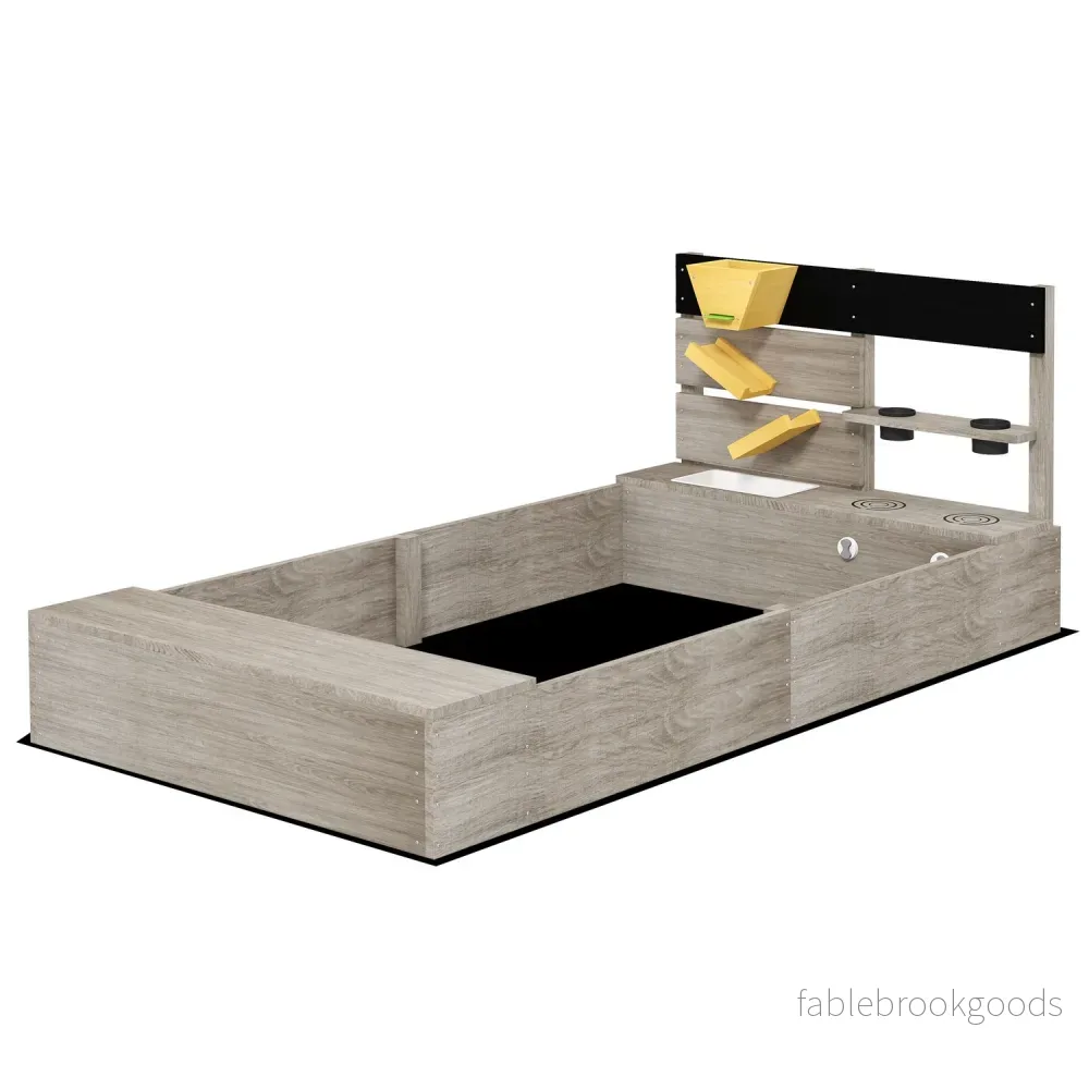 Träsandlåda för barn 3-7 år, bottenlös design, 154x80x60 cm