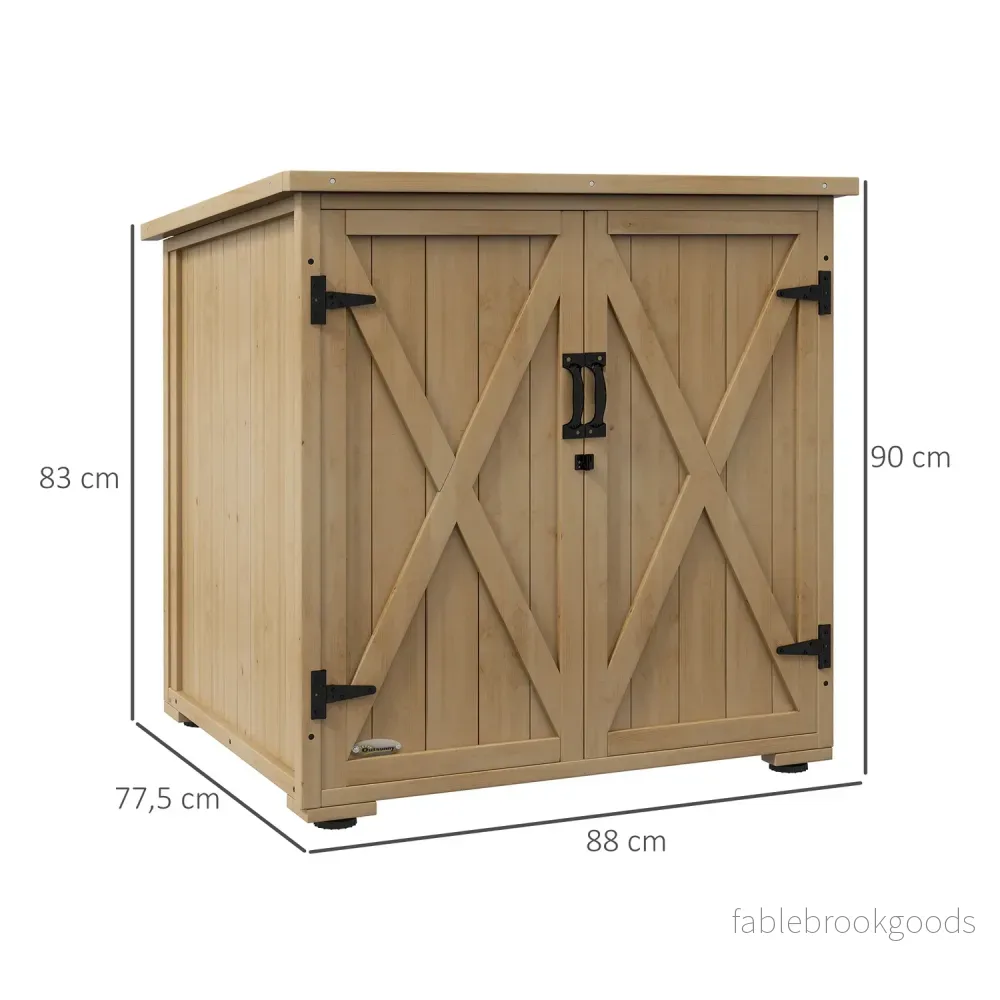 Väderbeständig redskapsbod i trä – Dubbeldörr, 77,5 x 88 x 90 cm - Bild 3