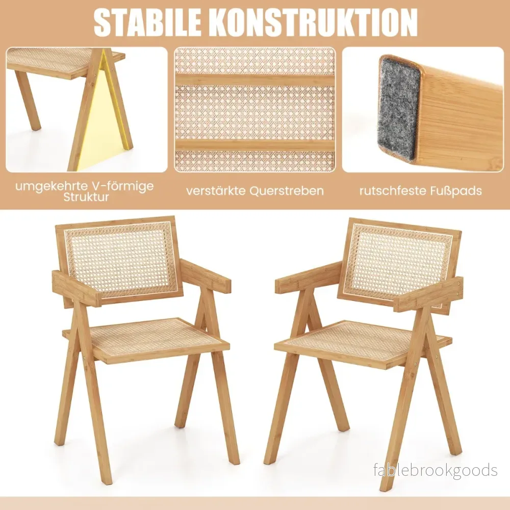 Set – med matsalsstolar köksstolar gjorda av bambu och simulerad rotting – 4 50 x 52 x 81 cm – Natur - Bild 3