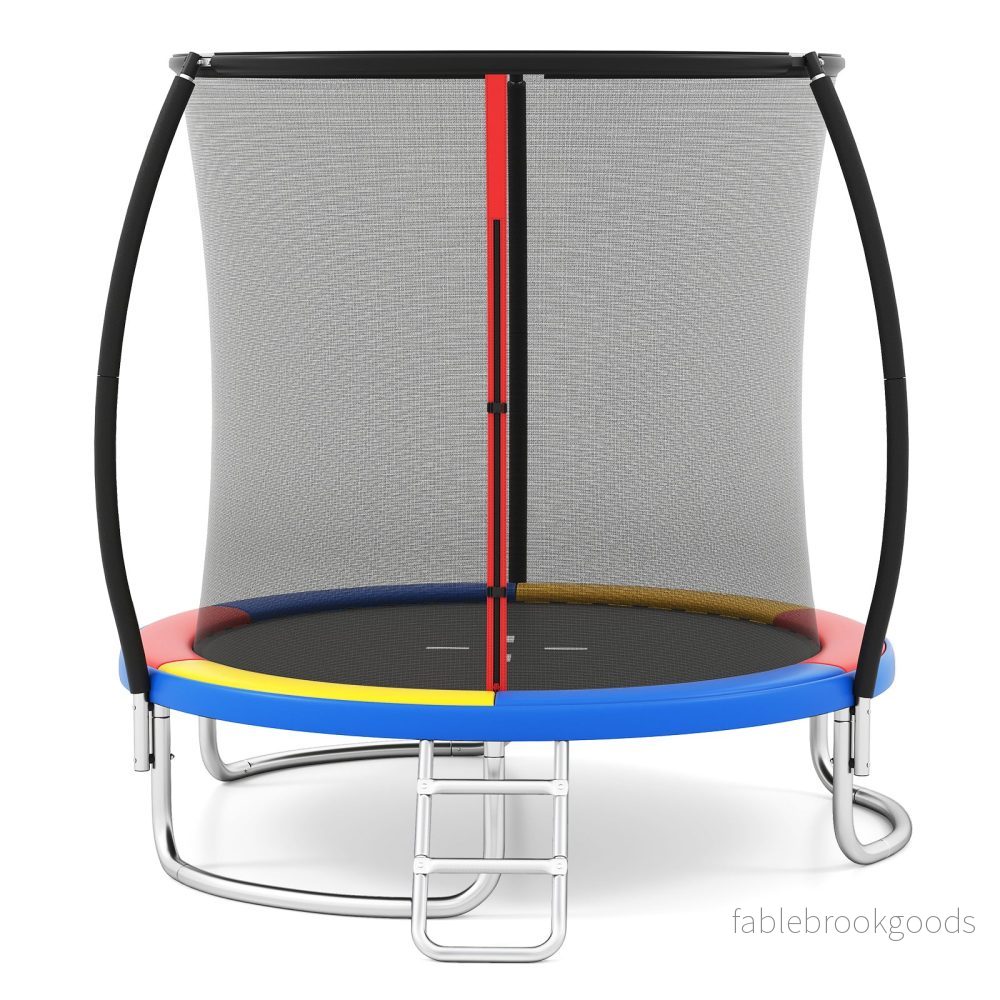 Trampolin – med stege och säkerhetsnät Rundt – Ø 244 cm – Orange
