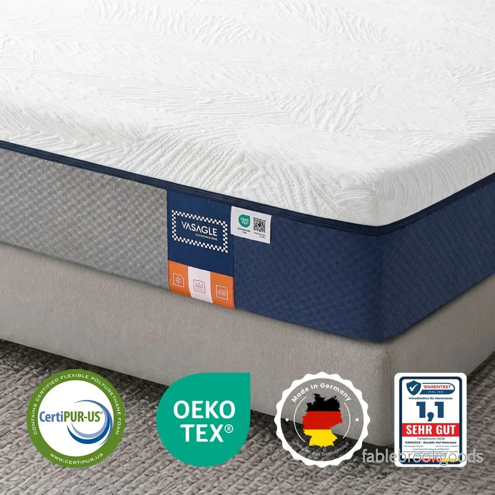 Matras – 90 x 200 x 20 cm – Gel Traagschuim – 7 Zones – Blauw Matras – 90 x 200 x 20 cm – Gel Traagschuim – 7 Zones – Blauw