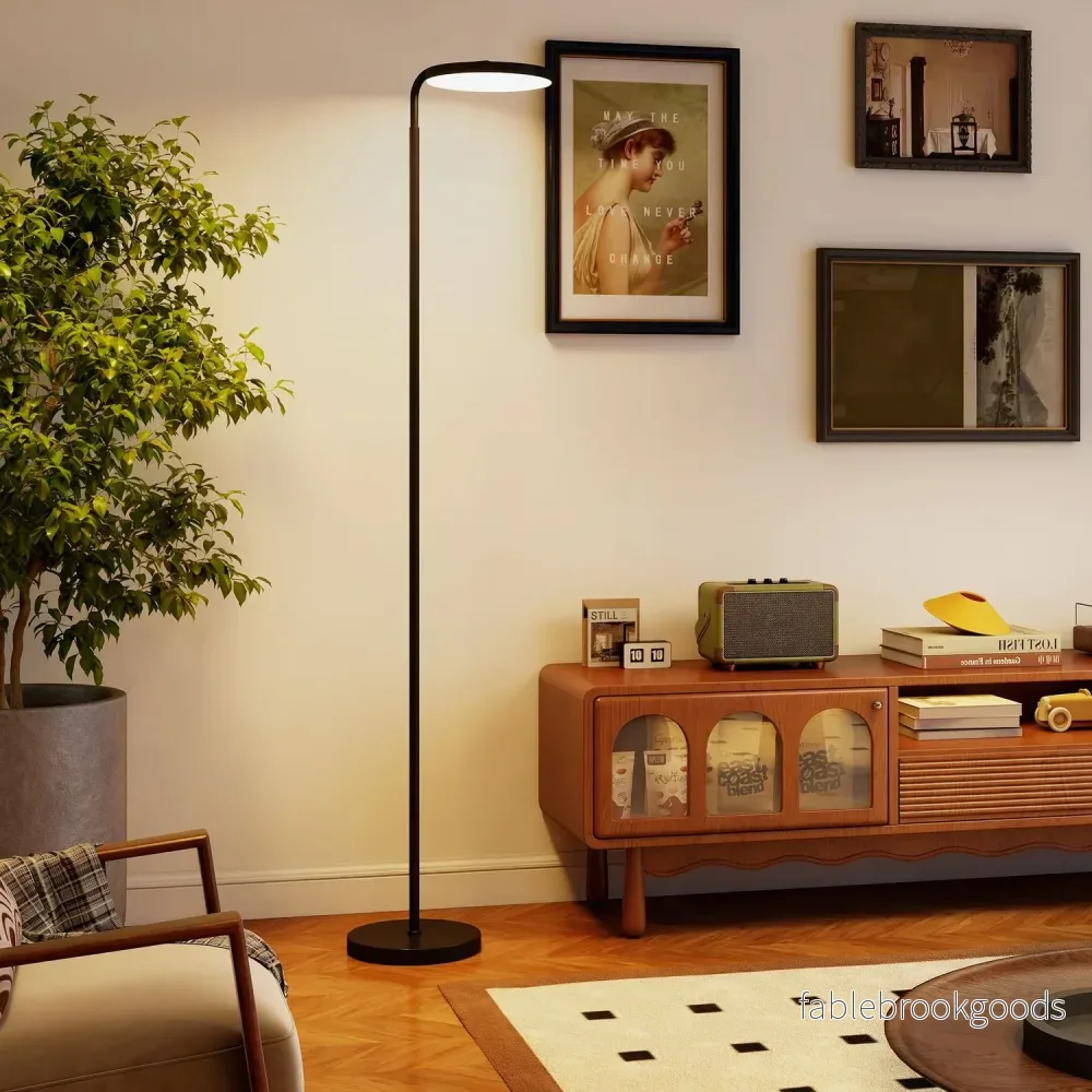 LED-golvlampa, justerbar, fjärrkontroll, svart - Bild 2