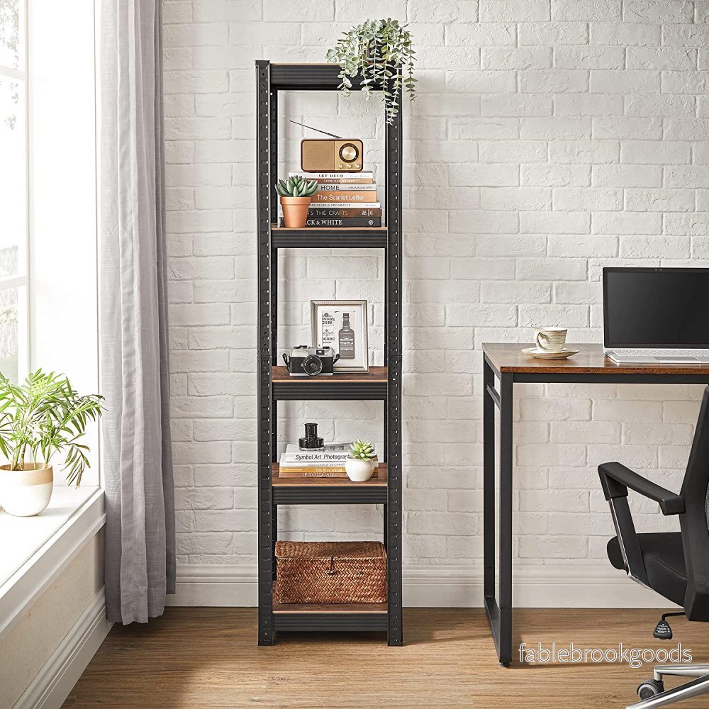 Förvaringsställ – Set med 2 – 5 hyllor – Vintage brun-svart - Bild 3