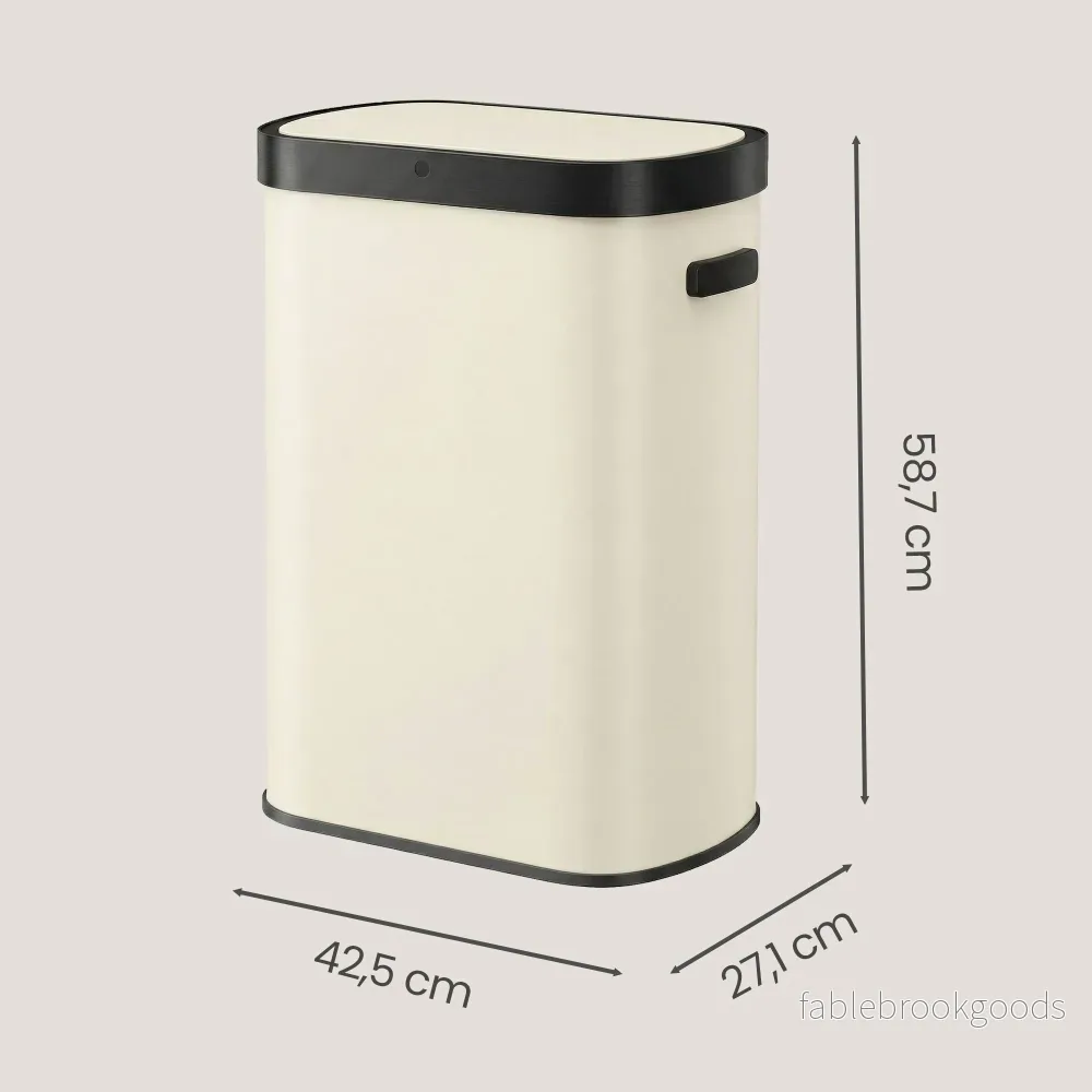 Sensor Prullenbak - 50 Liter - Soft-Close Deksel - Staal - Crème - Bild 3