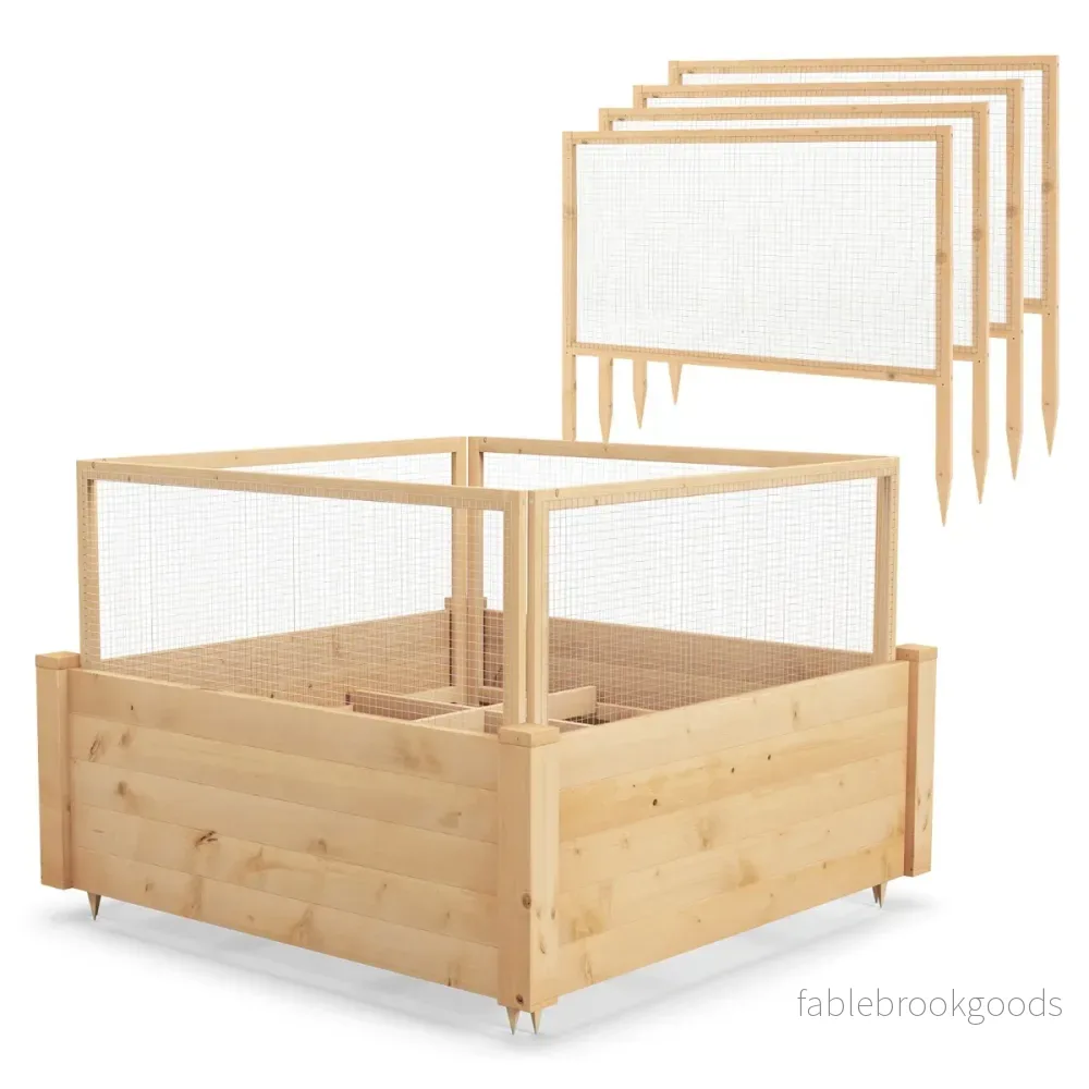 Upphöjd – bädd med staket Träkruka sidigt och växtgaller – 4 107 x 107 x 70 cm – Natur - Bild 3
