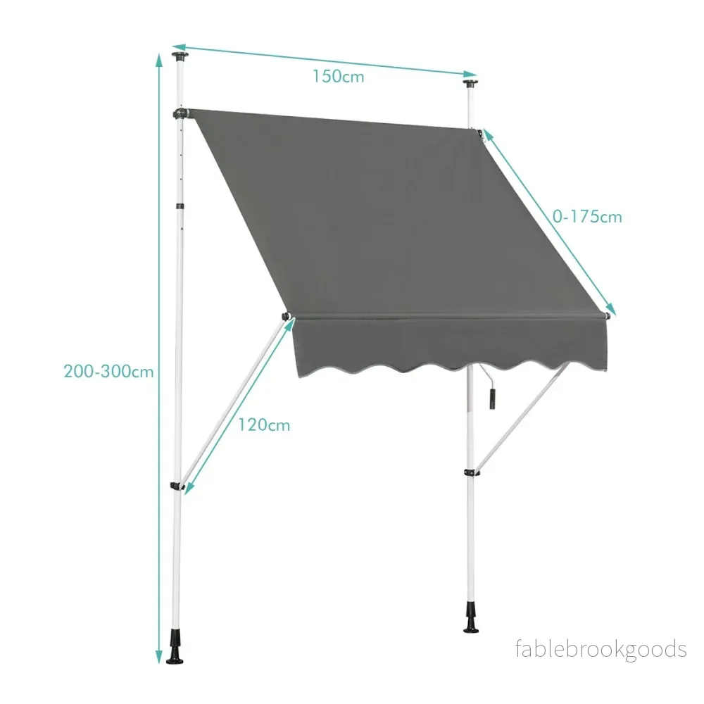 Utdragbart – solskydd med vev höjdjusterbar markis – 150 x 120 cm – Grå - Bild 3