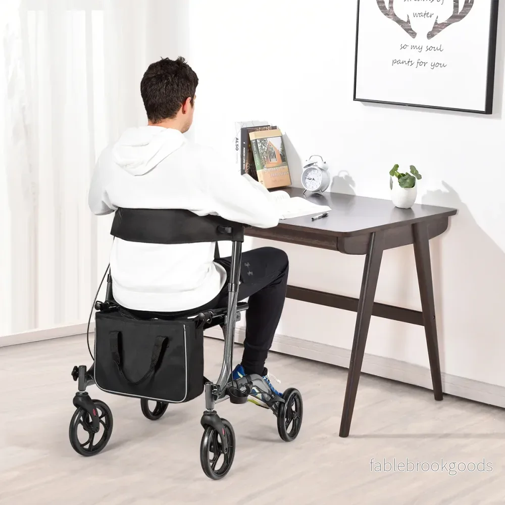 Aluminium – Rollator Fällbar Reserullator Höjdjusterbar Lättviktsrullator – Grå - Bild 3