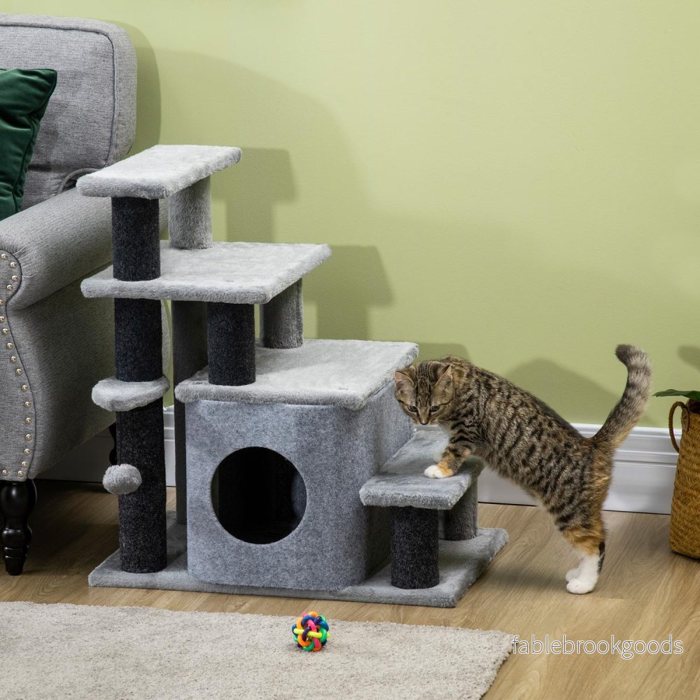 Katttrappa med sovgrotta & lekboll – 3/4 steg - Bild 2