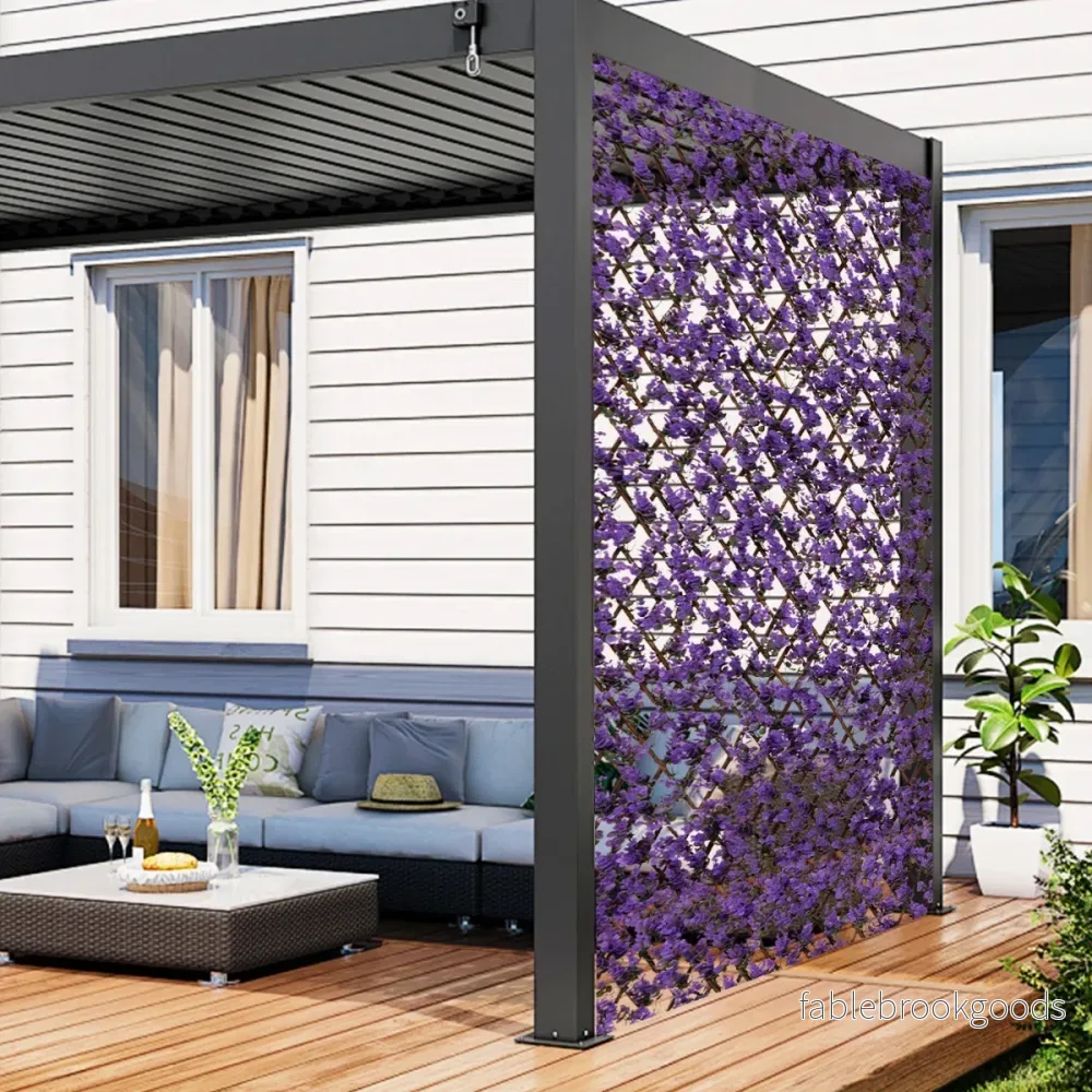 Artificiell – murgröna trädgård Privacy Screen växtvägg häckar med eukalyptus – Lila - Bild 3
