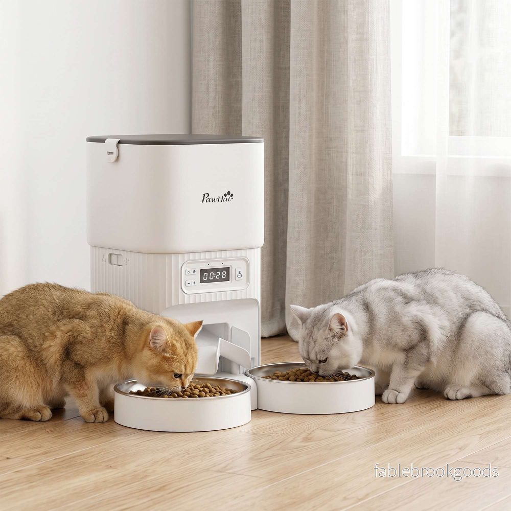 Automatisk kattmatare, 4L timer, 2 rostfria skålar - Bild 2