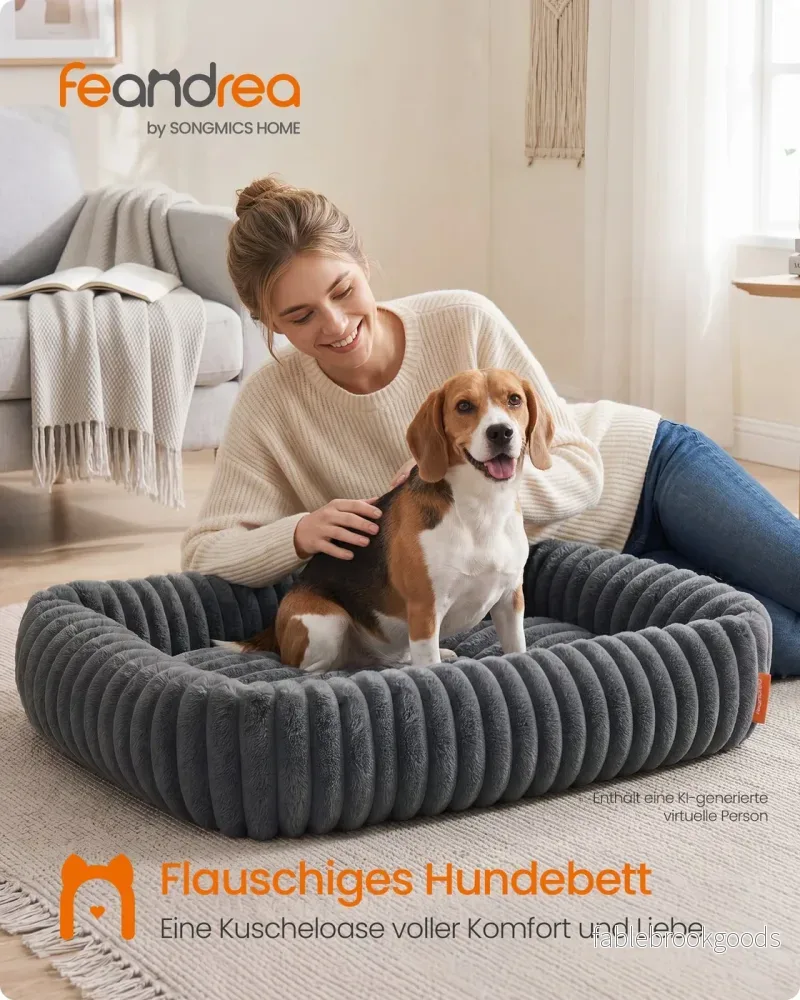 Orthopedische Hondenmat - 91 x 68 cm - Wasbaar - Zacht Pluche - Loodgrijs - Bild 2