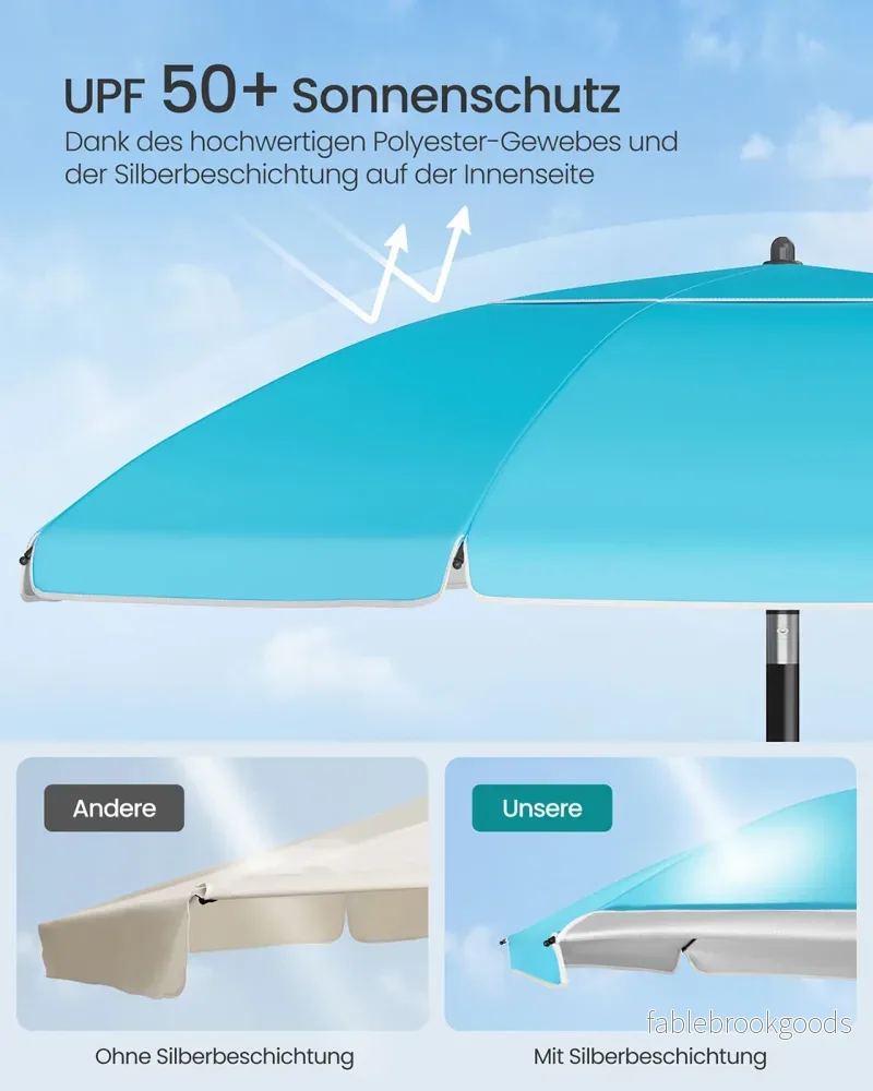Parasoll UPF 50+ – 30° Tiltbar – Blå - Bild 3