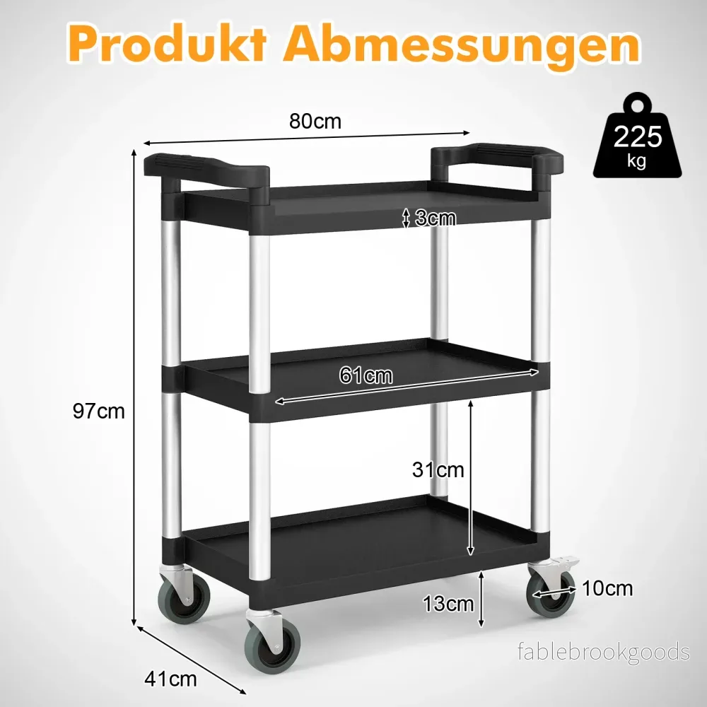 stegs – servervagn högbelastnings transportvagn med låsbara hjul och dubbla handtag – 3 – Svart - Bild 2