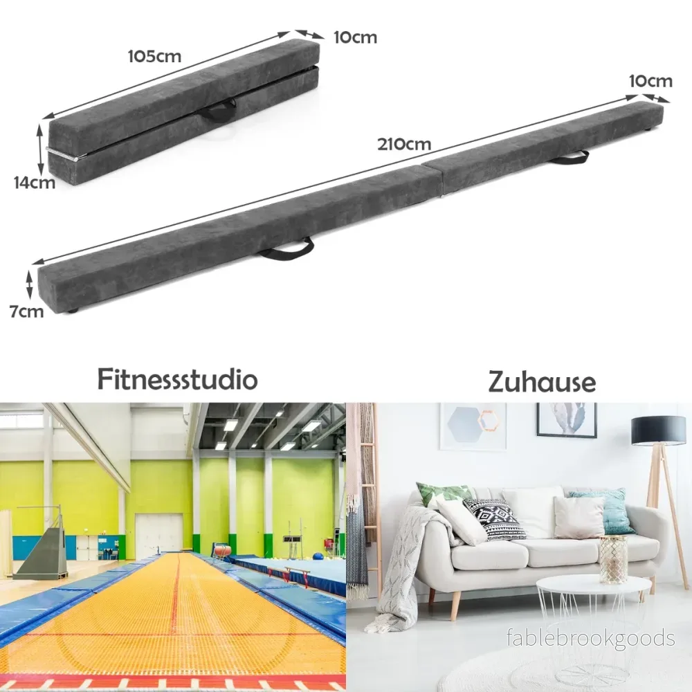 Balansbalk – Gymnastikträning Vikbar Slitstark Fitness – 2,1 m – Grå - Bild 2
