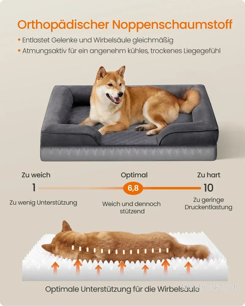 Hondenmand - Orthopedisch en Wasbaar - Met Verhoogde Randen - Leigrijs - 89 x 63 x 16 cm - Bild 3