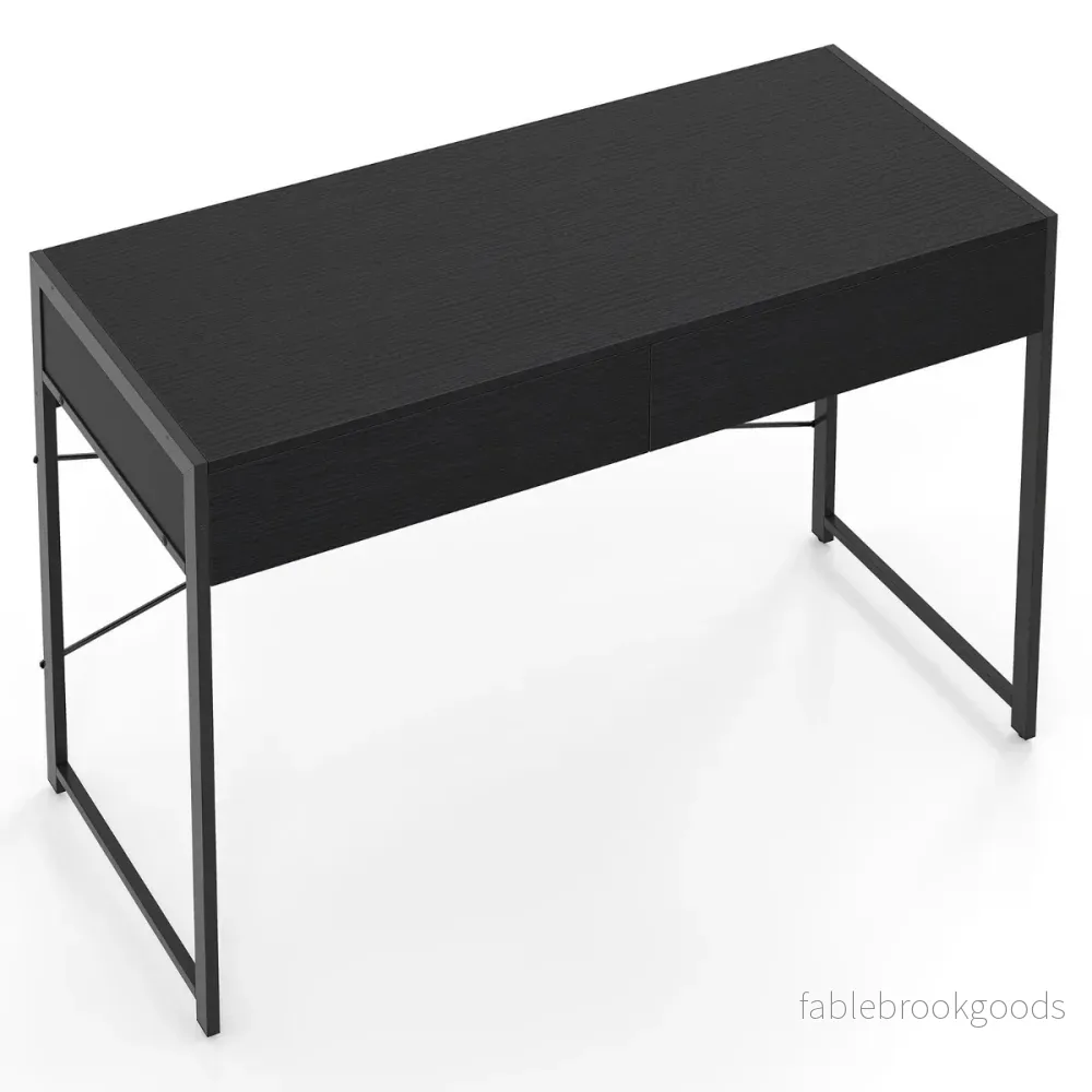 Computerdesk – med lådor Kompakt skrivbord slitstark metallram – 2 – Svart