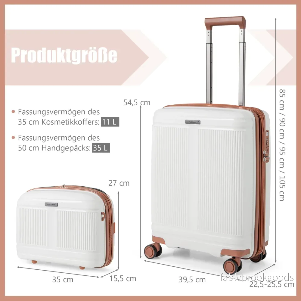 delat – bagageset inklusive 20" handbagageväska och 14" kosmetikväska PP hårdskalväska – 2 – Vit - Bild 2