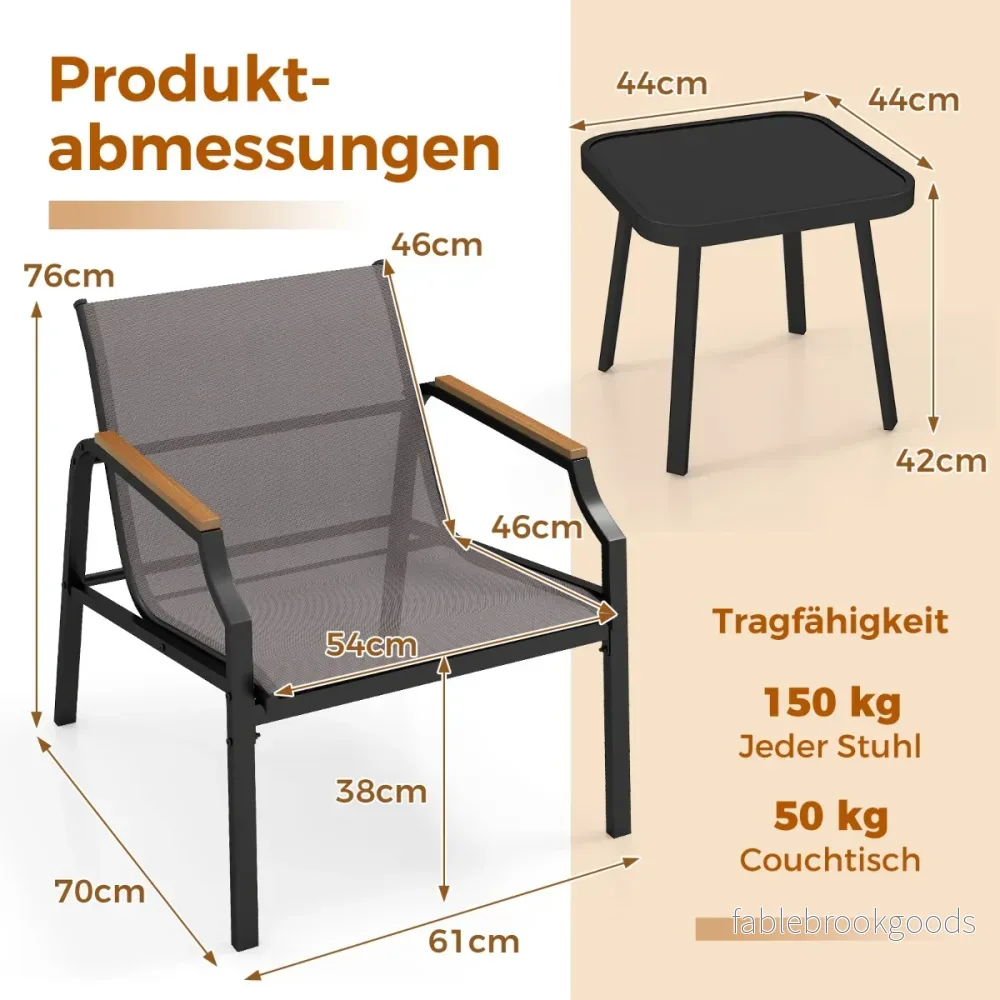 delat – trädgårdsmöbelset med stolar och bord balkongset balkongmöbler trädgårdsgarnitur – 3 2 – Grå - Bild 2