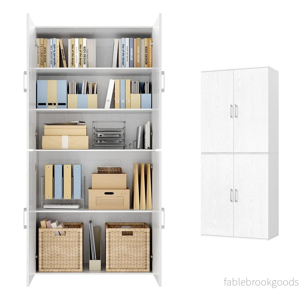 Kast - 80 x 40 x 180 cm - Sneeuwwit - Spaanplaat - Max. belasting per plank 25 kg