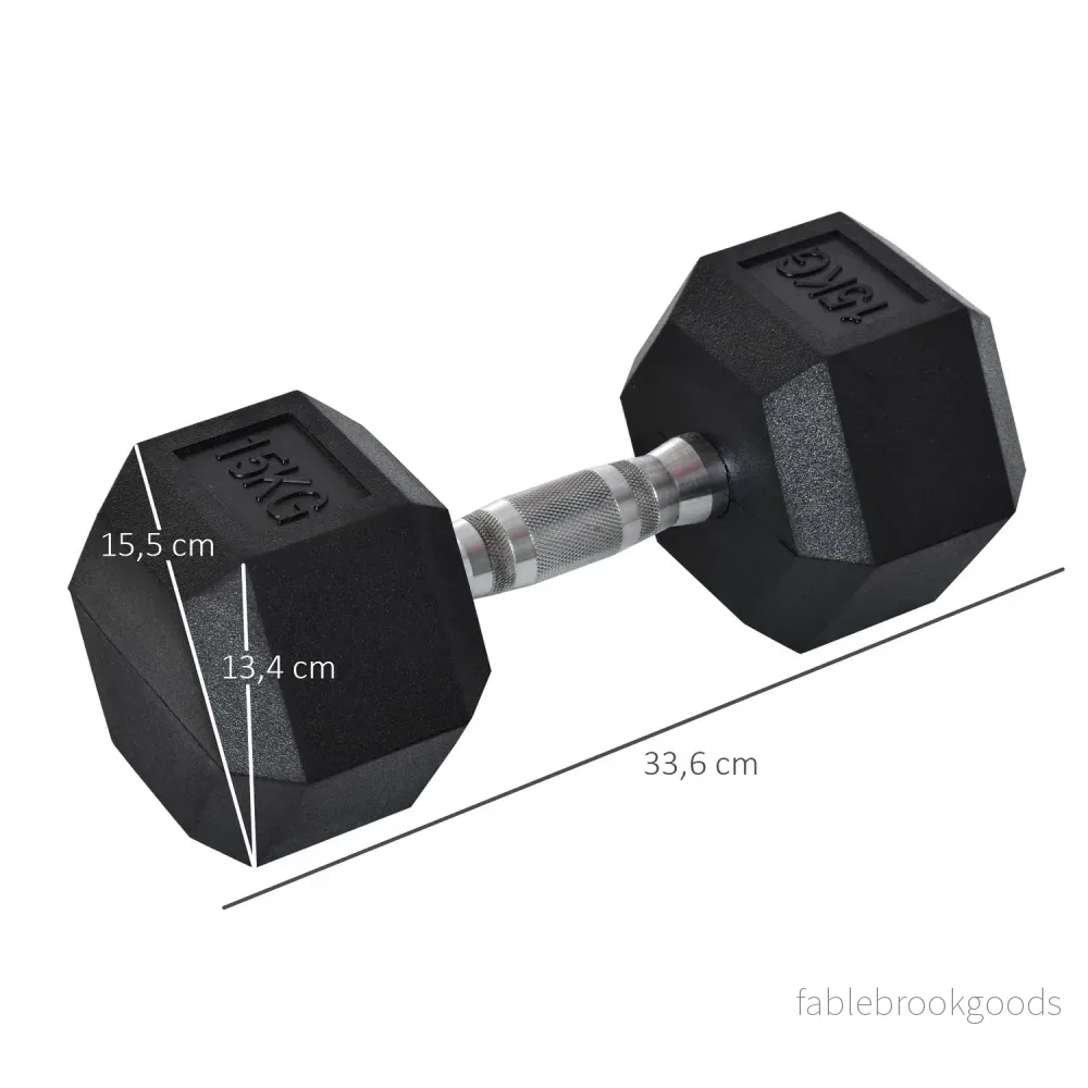 15 kg hexagon hantel, räfflade handtag, gjutjärn - Bild 2