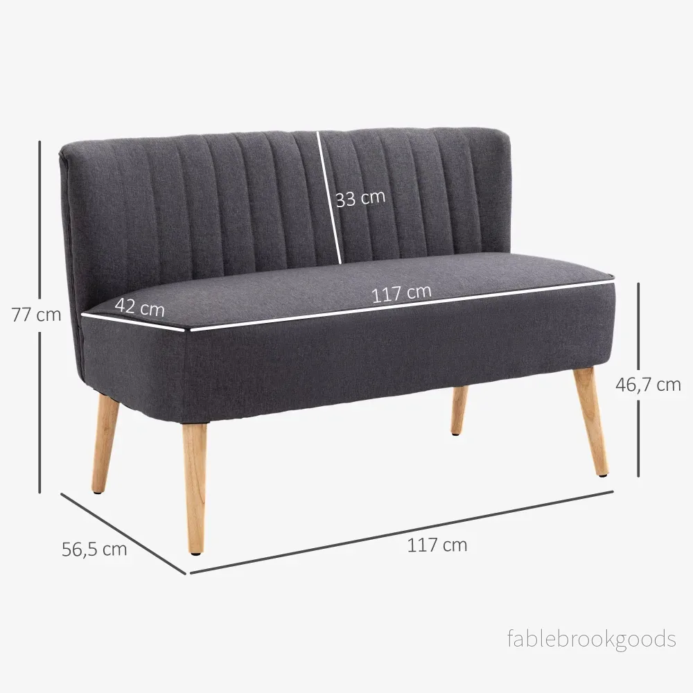 2-sitssoffa, mjuka kuddar, lättskött överdrag, mörkgrå - Bild 3