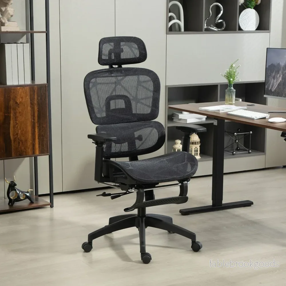 Ergonomisk kontorsstol med nackstöd, svankstöd, vridbar - Bild 2