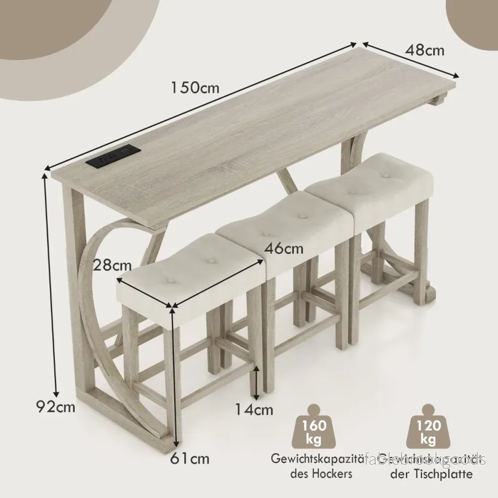 Bartabell – med barstolset uttag och USB portar för personer – 2 2 2-3 – Beige - Bild 2