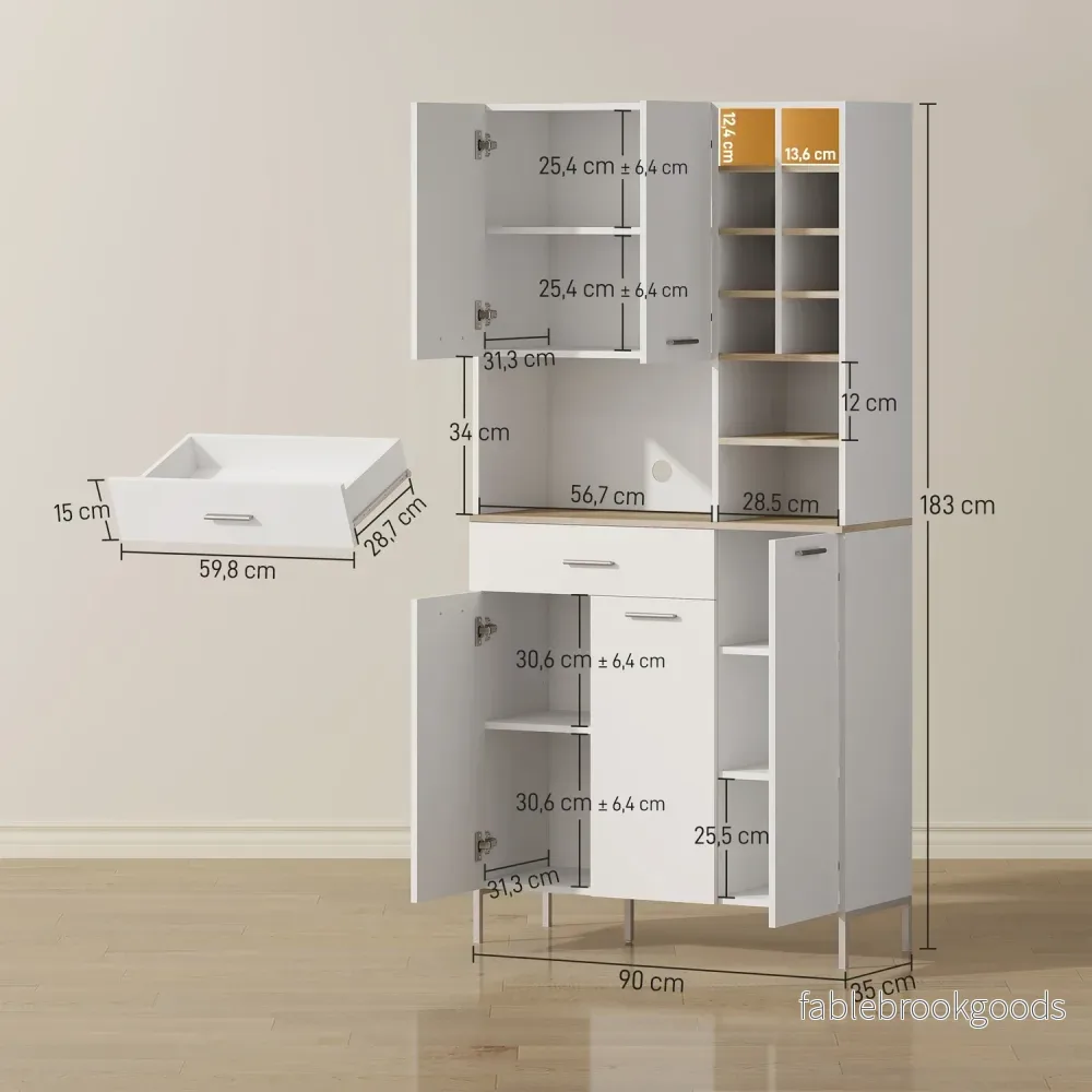 Köksskåp med öppna hyllor, vinställ, vit MDF - Bild 3