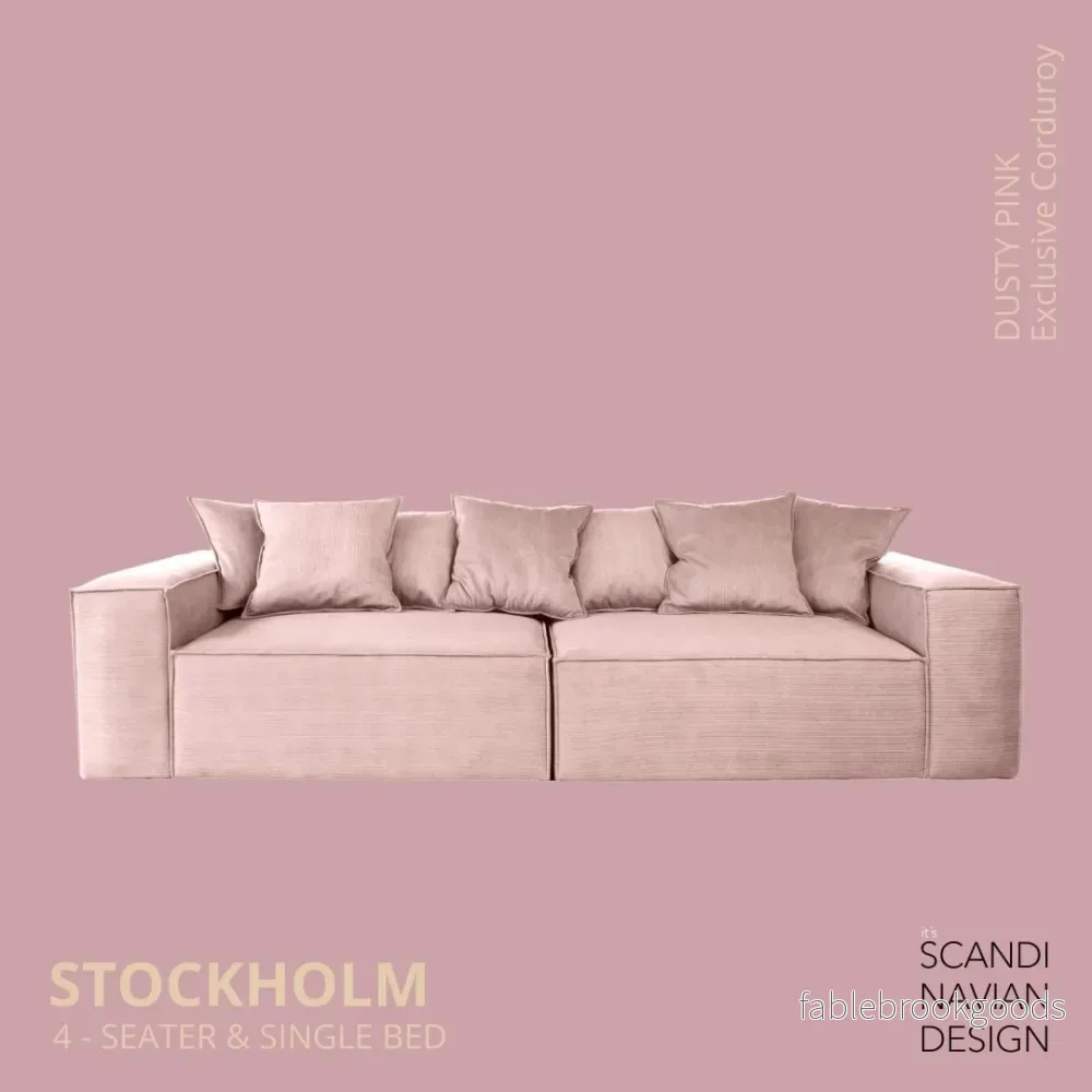 Stockholm 4-seater sofa/single bed Exclusive Corduroy, Dusty Pink removable & washable covers Stockholm 4-seater sofa/single bed Exclusive Corduroy, Dusty Pink removable & washable covers