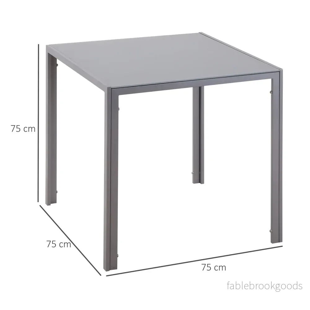 Fyrkantigt matbord för 4, Skiva av härdat glas, Grå - Bild 3