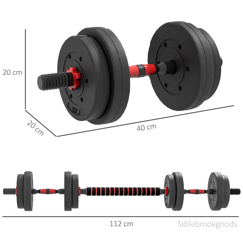 Justerbart 15 kg hantelset, kan omvandlas till skivstång, svart - Bild 3