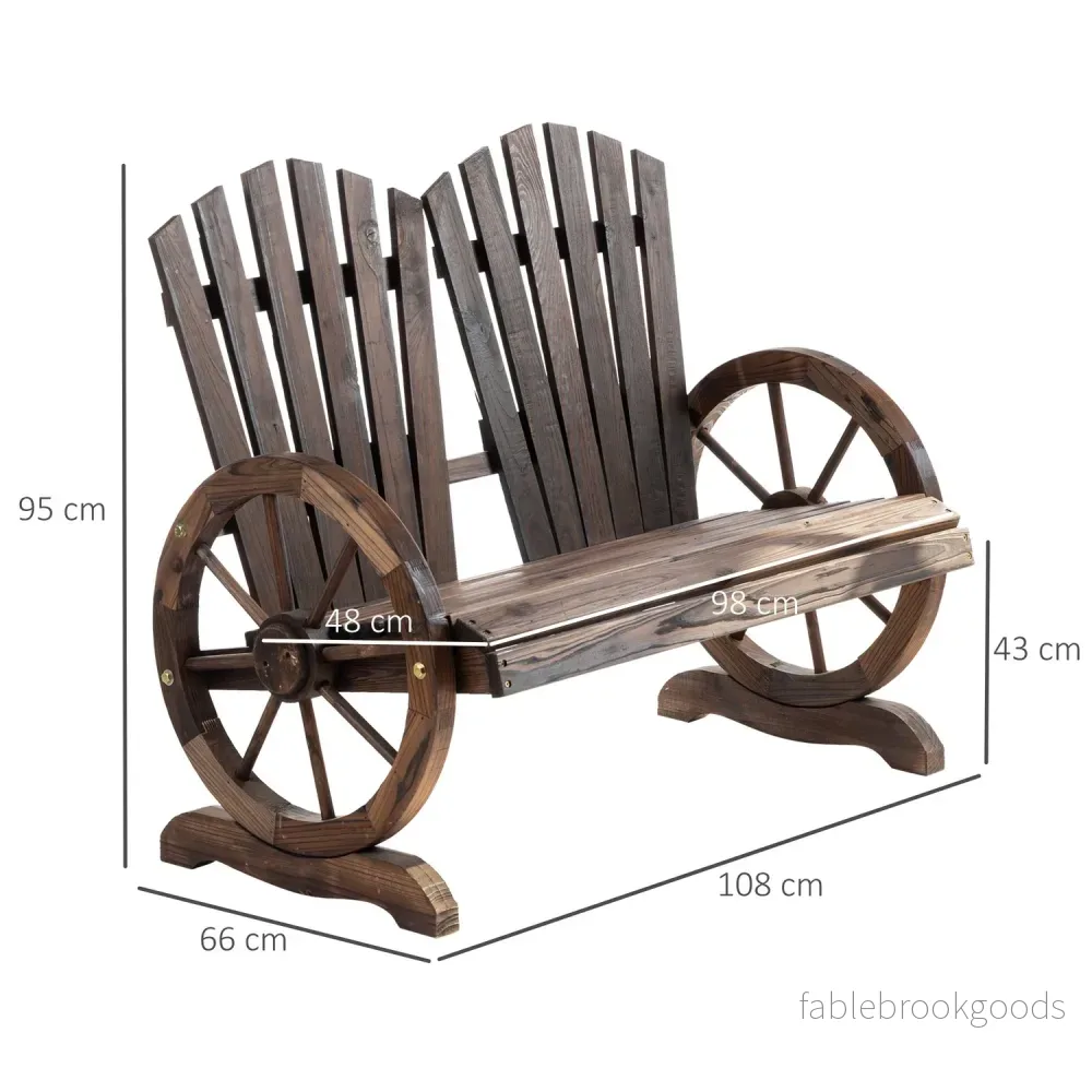 Trädgårdsbänk i massivt trä med armstöd, mörkbrun - Bild 3