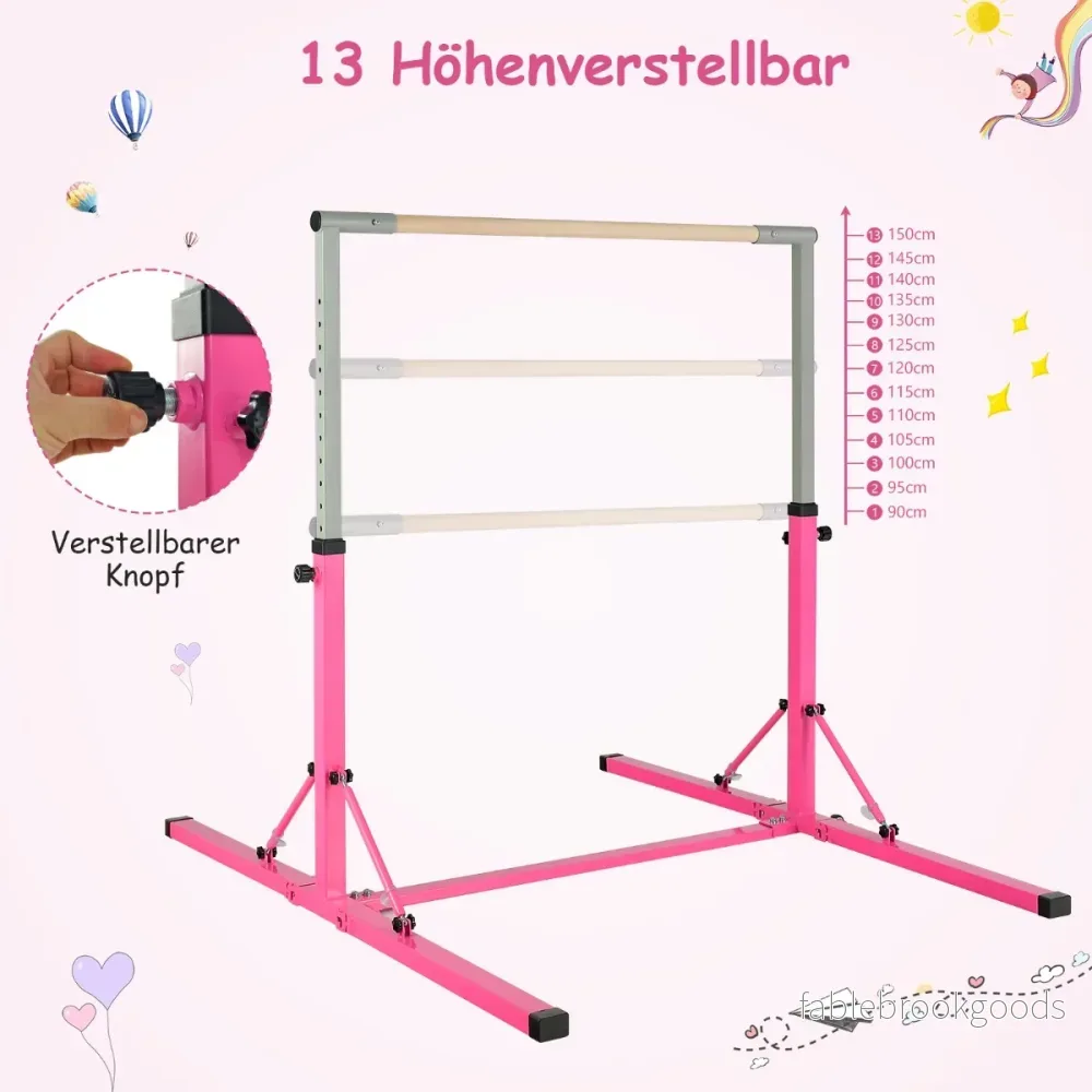 Vikbar – gymnastikstång för barn Vacklingsfri hemträningsutrustning (90-150) cm – 136 x 172 x – Rosa - Bild 3