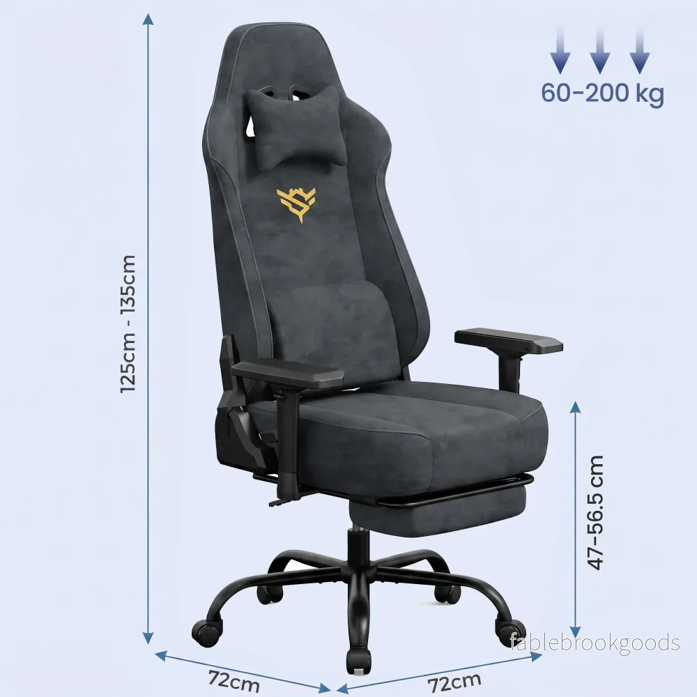 Gamingstoel - Met Voetsteun en 4D-Armleuningen - Tot 200 kg - Antracietgrijs - 72 x 72 x (125-135) cm - Bild 3
