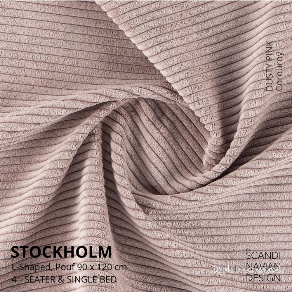 Stockholm L- Shaped sofa/single bed Corduroy Dusty Pink removable & washable cover - Bild 2