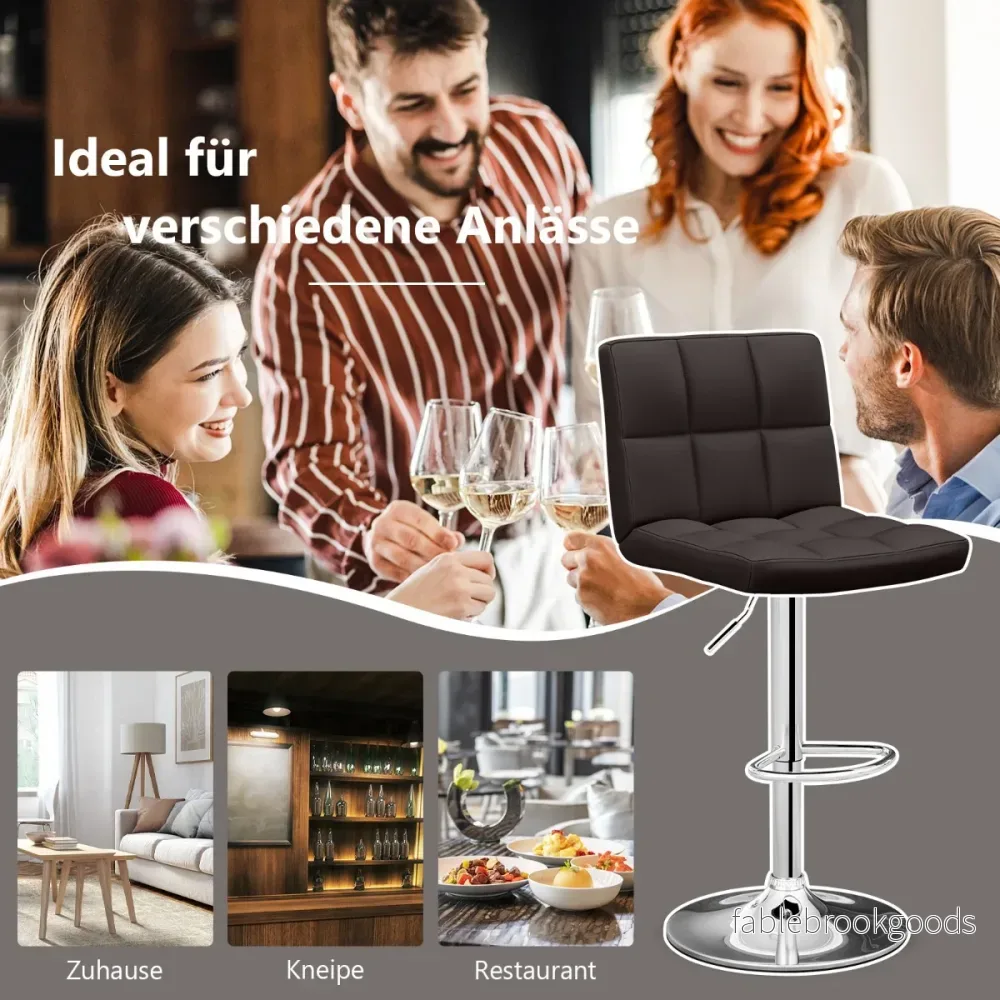 Set – med 360° roterande barstolar gjorda av konstläder Höjdjusterbar – 2 – Brun - Bild 2