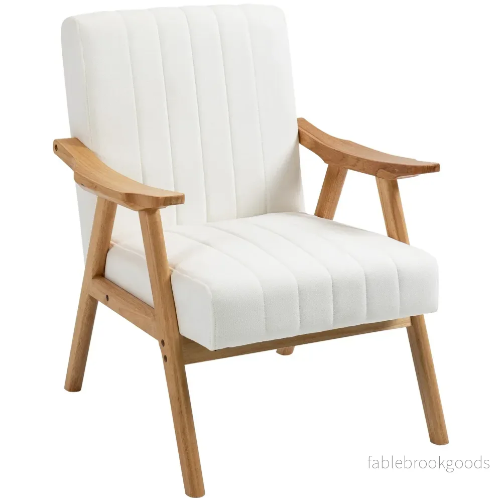 Scandi klädd loungestol i sammetslook med armstöd