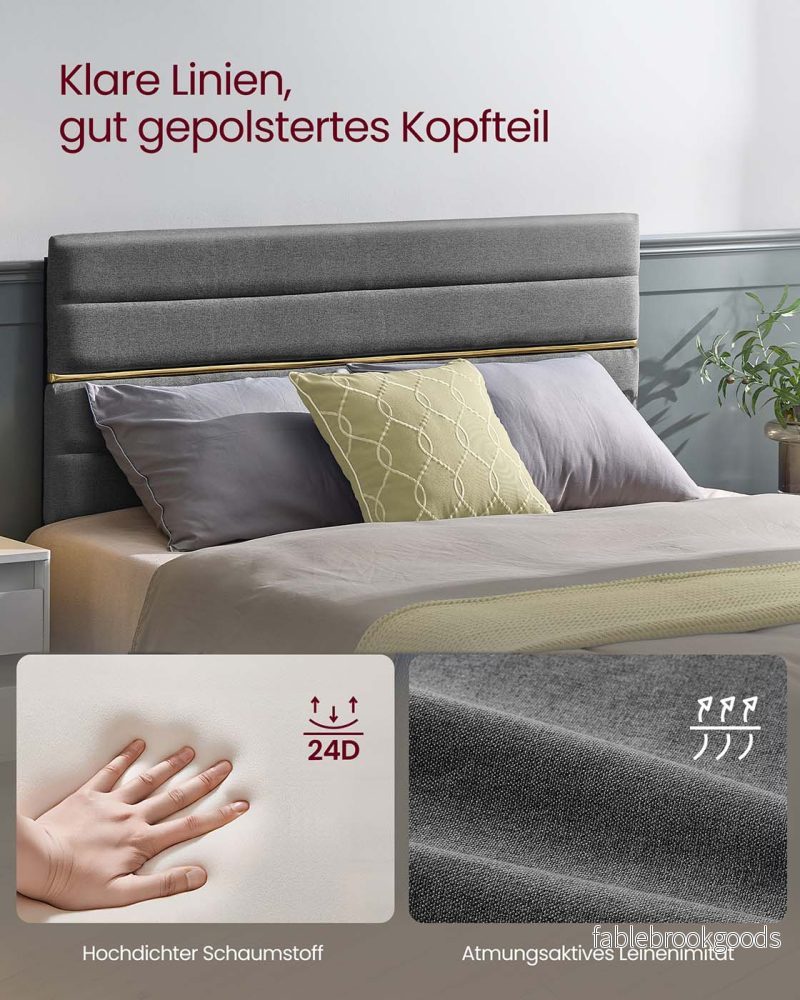 Sängstomme 140 x 200 cm – Stabil och stilren – Skiffergrå - Bild 3