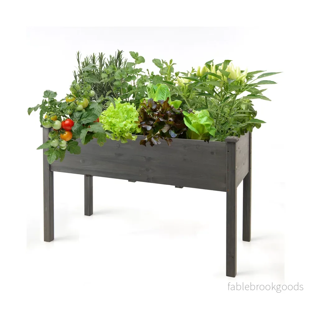 Högbädd – trä Anzuchtbädd stor Förbädd planteringskärl planteringslåda – 125 x 59 x 76 cm – Grå