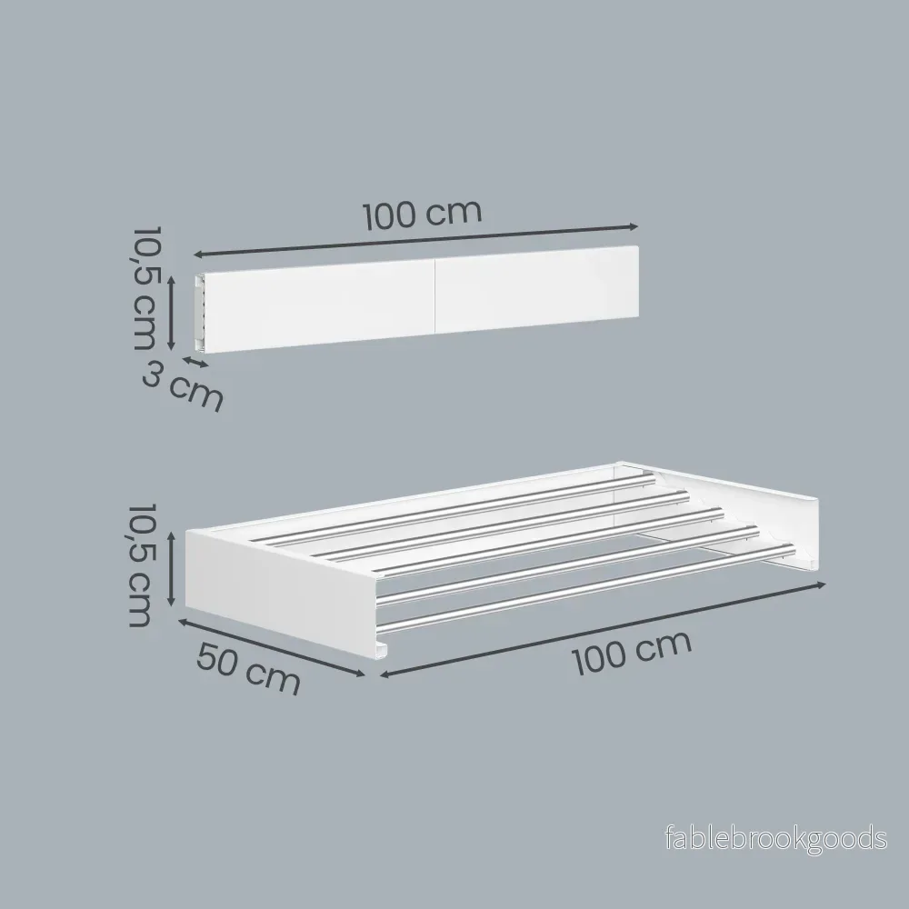 Wanddroogrek - Uitschuifbaar - 6 Stangen - 100 cm - Wit - Bild 3
