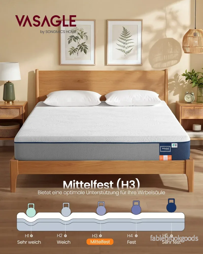 Matras - 140 x 200 cm - gel-traagschuim - middelhard - 20 cm dik - blauwe hoes - 19,4 kg - Bild 2