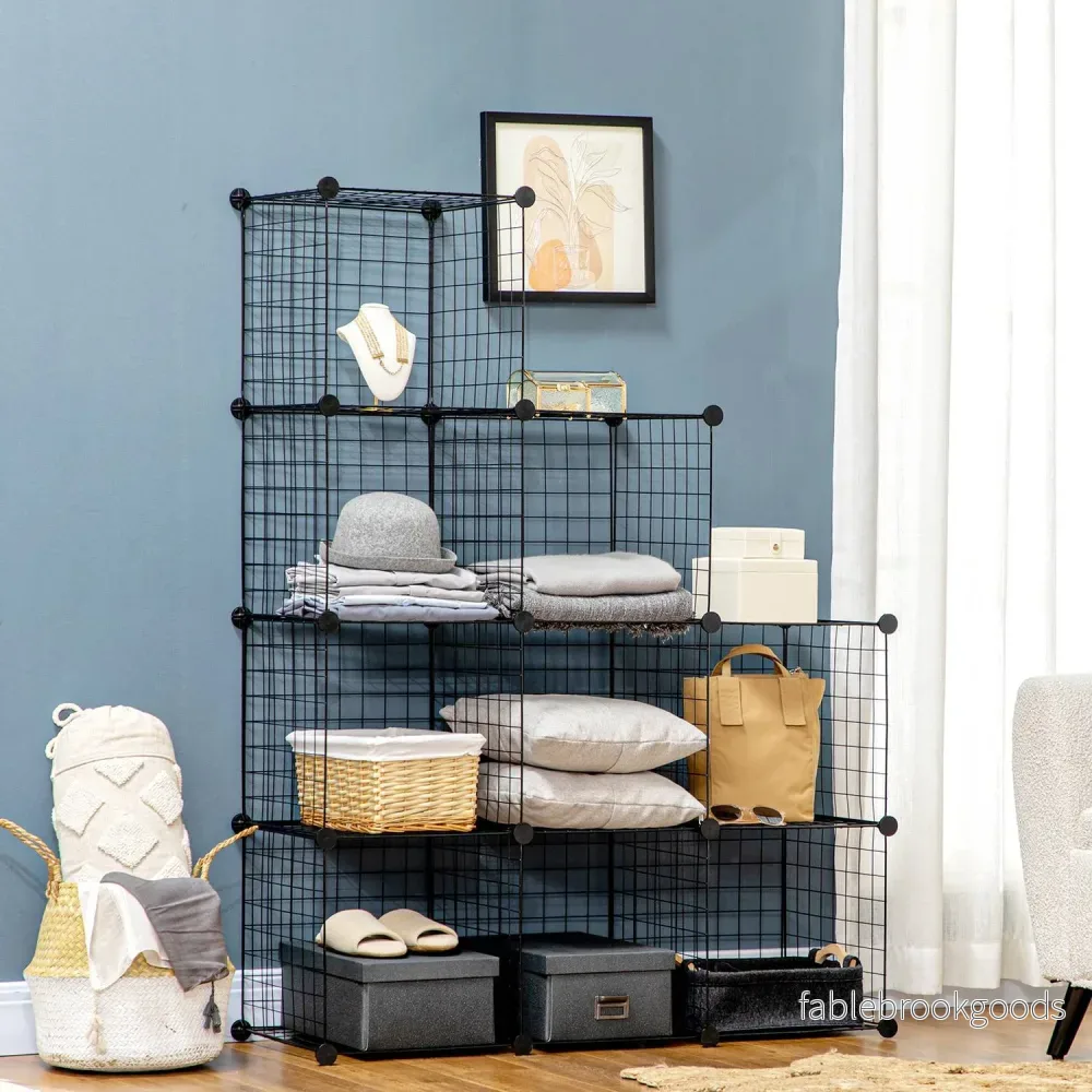 DIY ståltrådshyllsystem, 9-fack skohylla, svart - Bild 2