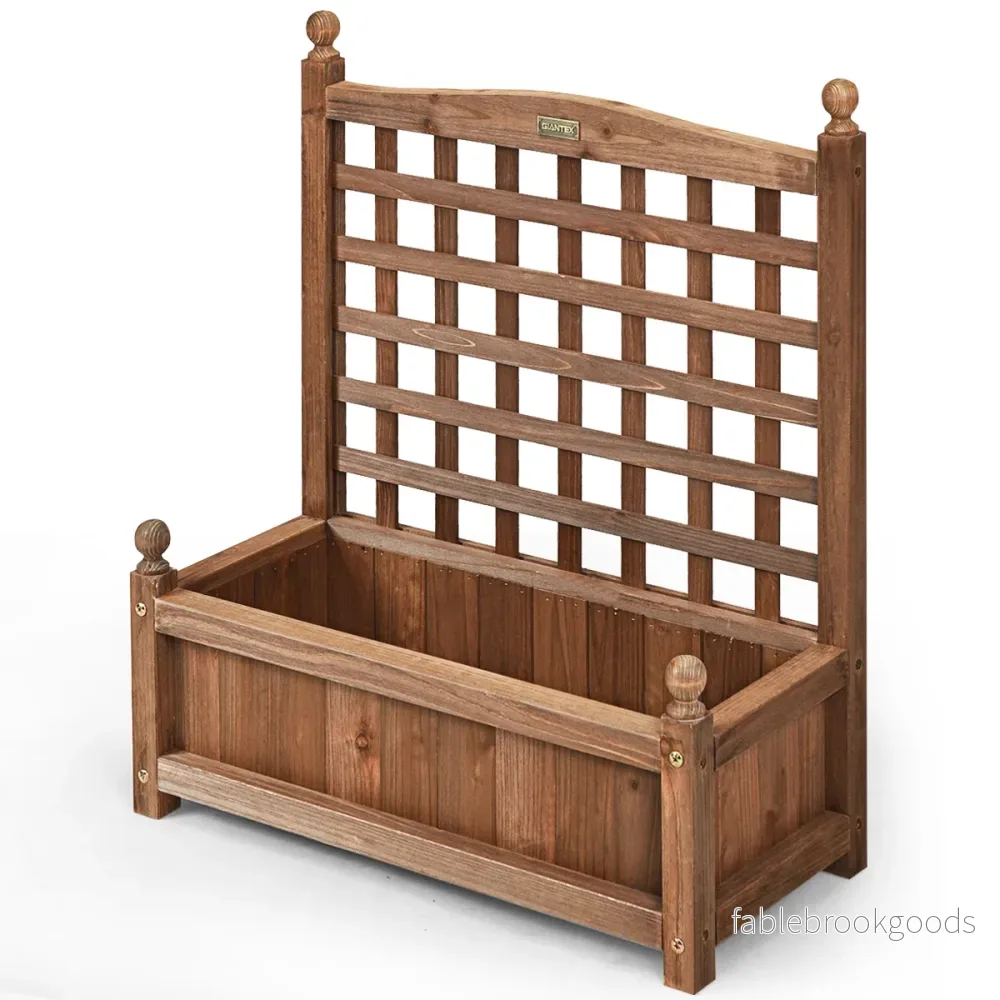 Trädgårdsspaljé – blomlåda med i massivt trä plantering mörkbrun – 64,5 x 28 x 75 cm – Brun - Bild 2