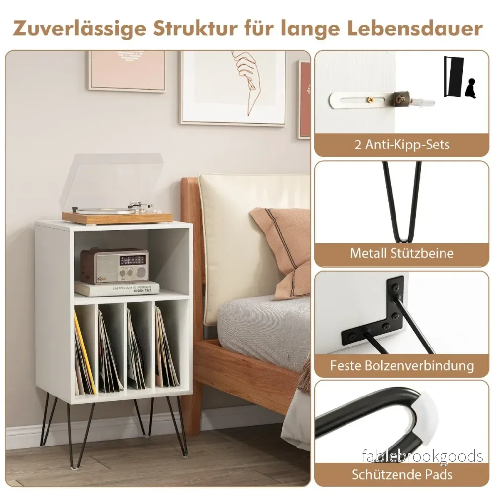 Skivspelarställ – med laddstation vånings skivstativ – 3 48 x 40 x 88 cm – Vit - Bild 3