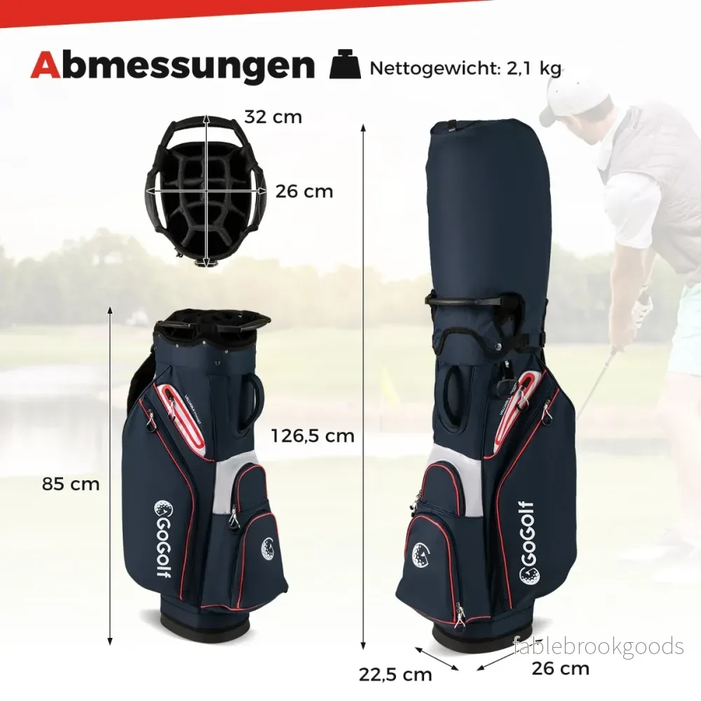 Golfbag – Lätt golfvagnsbag med delad indelning Vattenavvisande golftaske – 14 – Marinblå - Bild 2