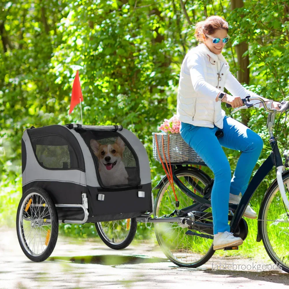 Hundanhängare – för Cykel Husdjuranhängare Belastbar – 40 kg – Grå - Bild 3
