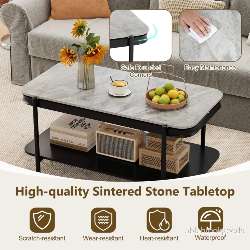 Rektangulär – soffbord Modern Cocktailbord Kaffebord Accentbord – Grå - Bild 3