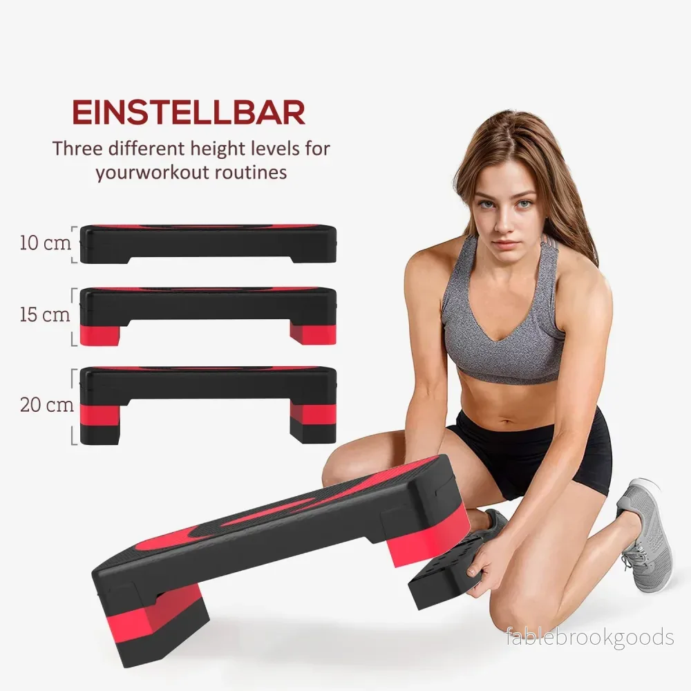 Justerbar Aerobic Stepper – 3 höjder för fitness, röd - Bild 3