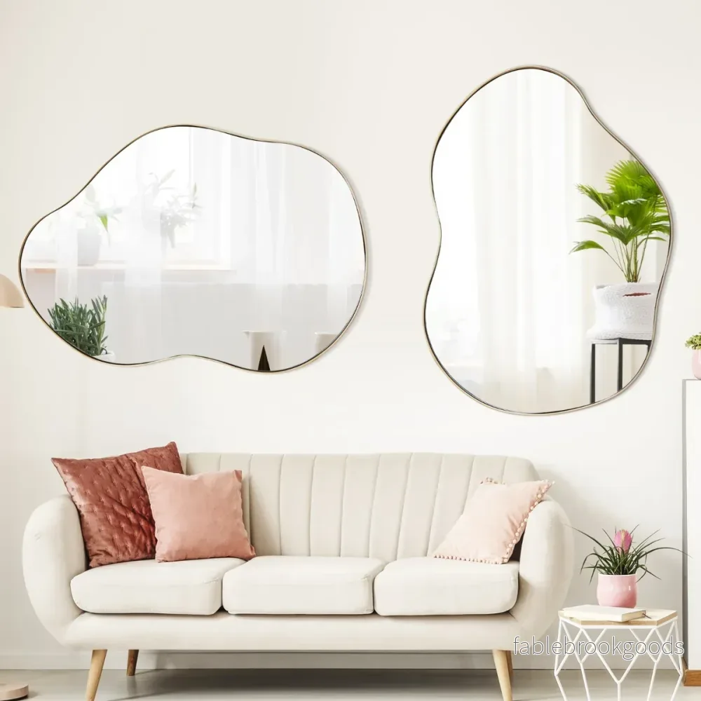 Asymmetrisk – väggspegel med premium bakpanel Oregelbundet formad – 78 x 56,5 cm – Svart - Bild 3
